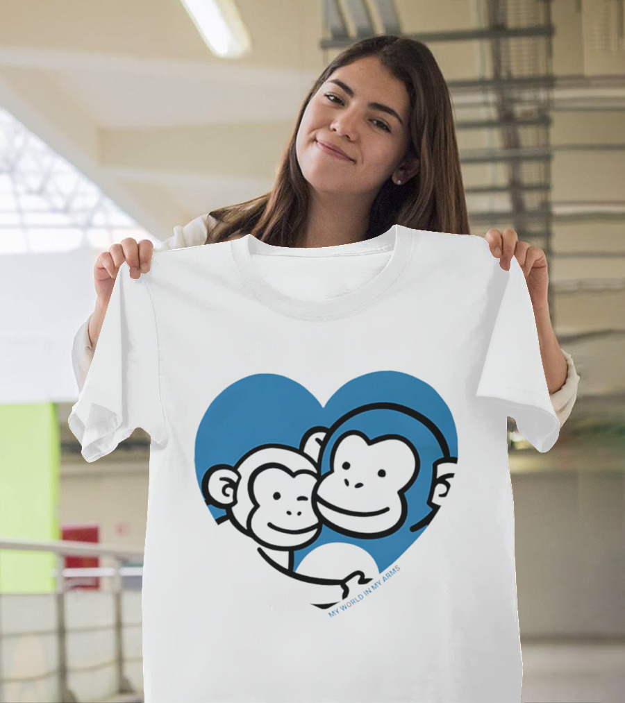 My World In My Arms Heart With Punchi Monkeys T-Shirt