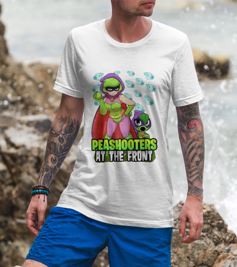 Peashooters At The Front Superhero Style Action Adventure T-Shirt