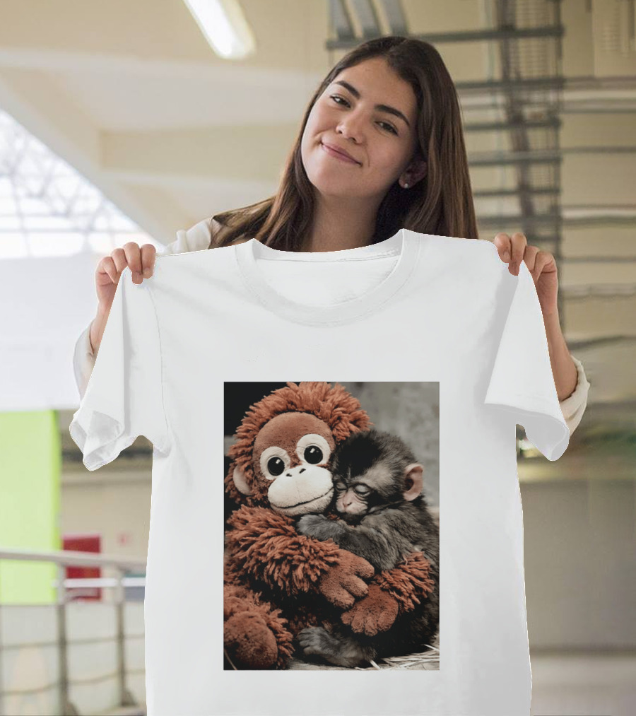 Punch Kun Cuddly Punch Monkey Hugging Plush Toy T-Shirt