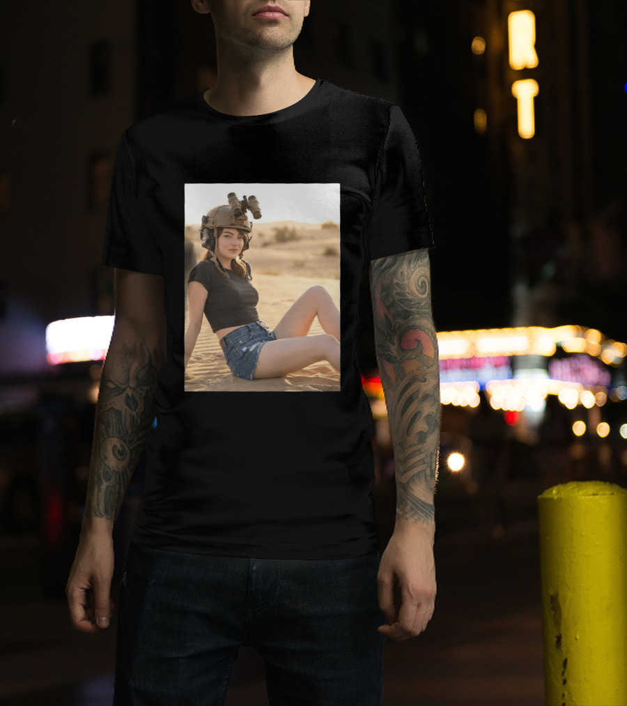 Emma Stone Desert Night Vision Helmet Adventure T-Shirt