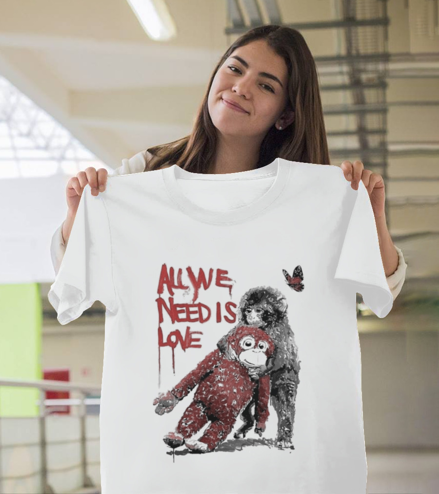 All We Need Is Love Baby Monkey Punch Ikea Doll Japan Zoo T-Shirt