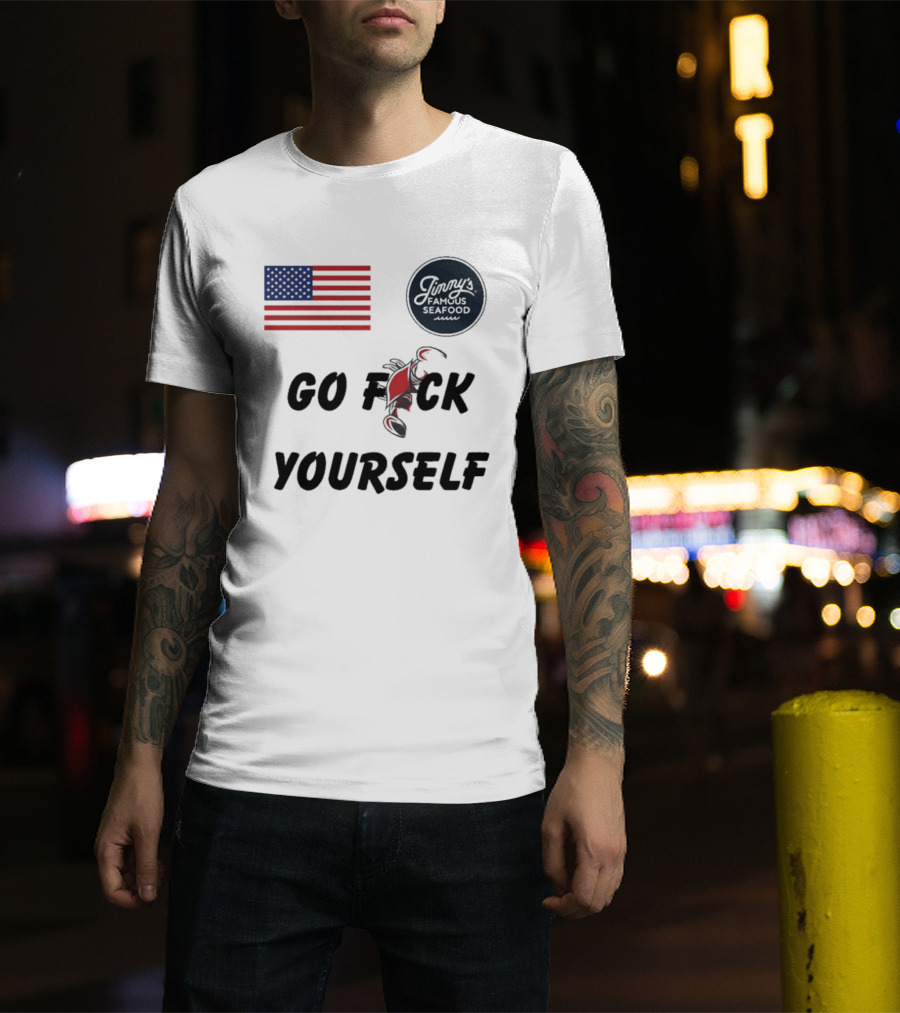 Jimmys Seafood Go F Yourself Crab American Flag T-Shirt