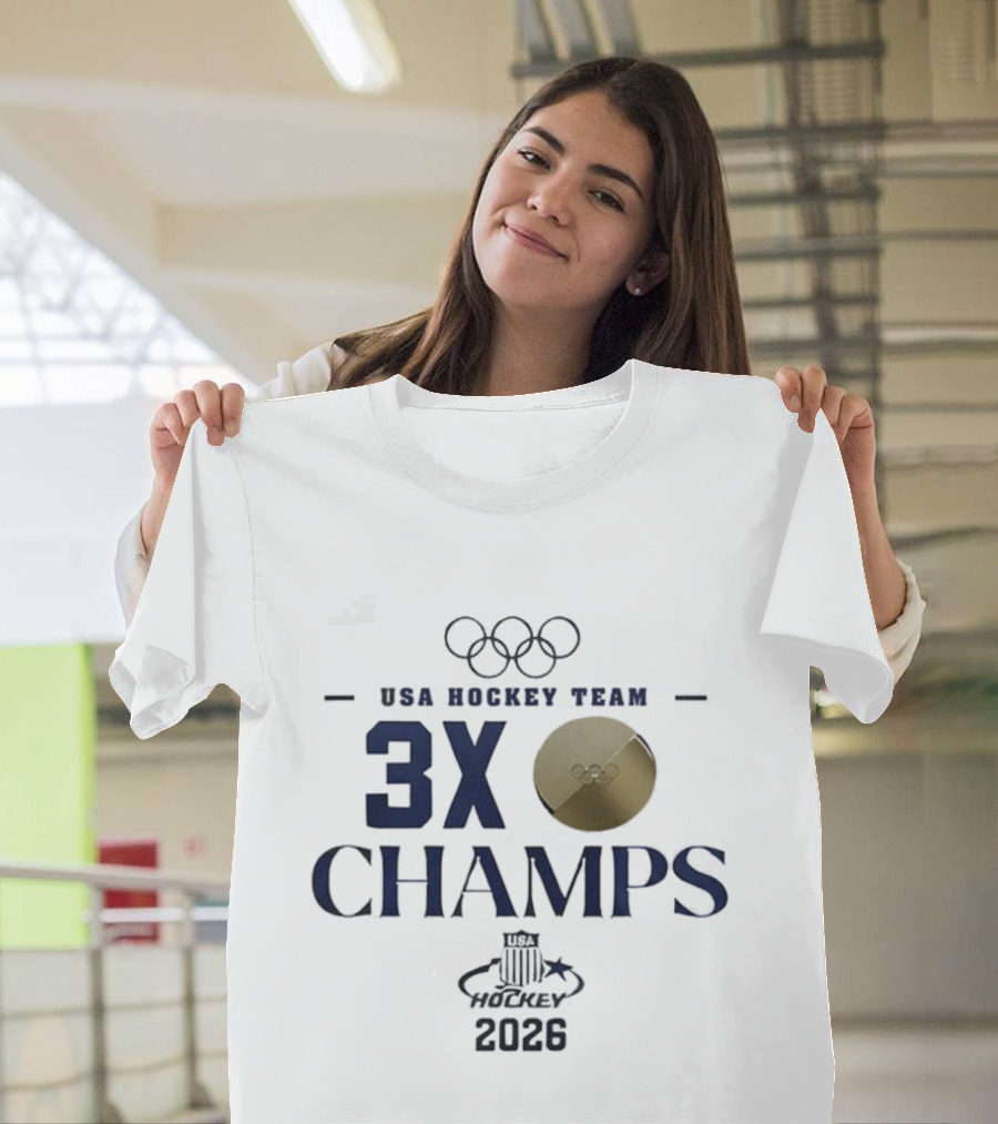 USA Hockey Team 3X Champs Olympic Gold Medal 2026 T-Shirt