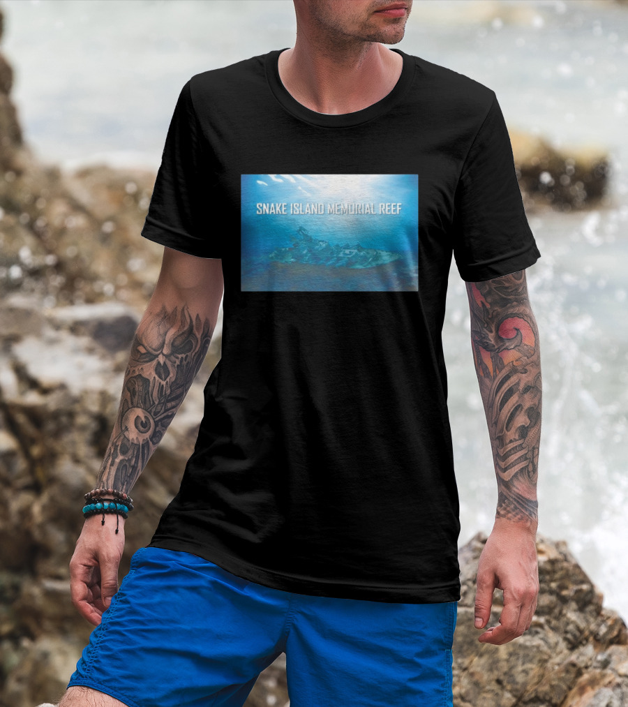 Snake Island Memorial Reef Submerged Ship Ocean Scene T-Shirt