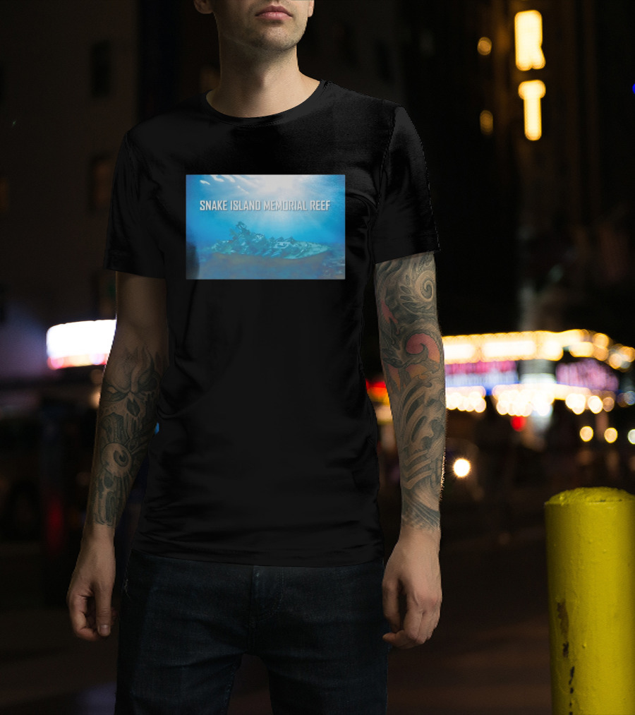 Snake Island Memorial Reef Submerged Ship Ocean Scene T-Shirt