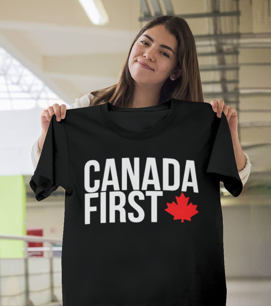 Canada First Baseball Red Maple Leaf T-Shirt