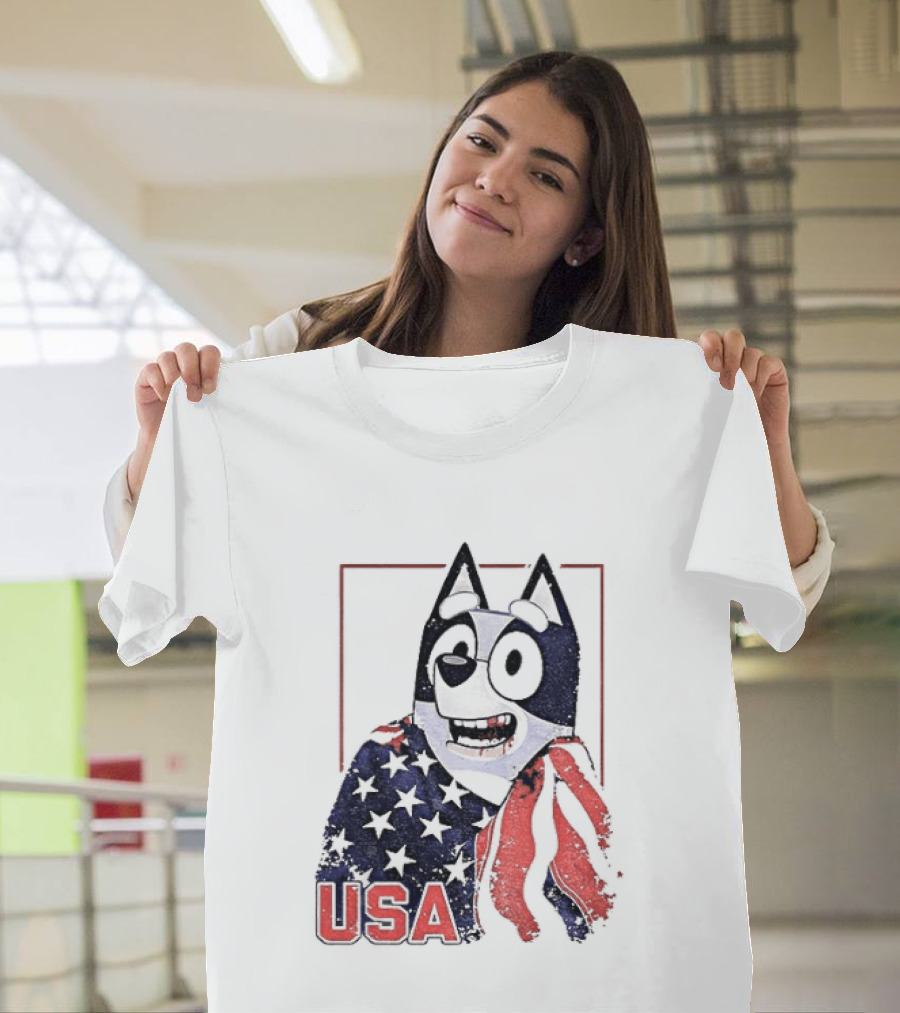 USA Bluey Hockey Jack Hughes Team Smile T-Shirt