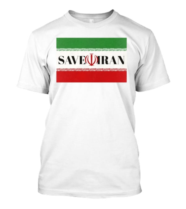 Save Iran National Symbol Emblem Green White Red T-Shirt