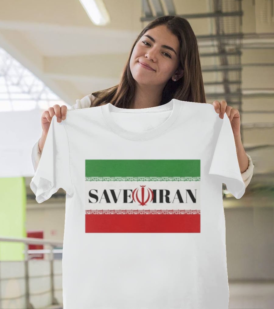 Save Iran National Symbol Emblem Green White Red T-Shirt