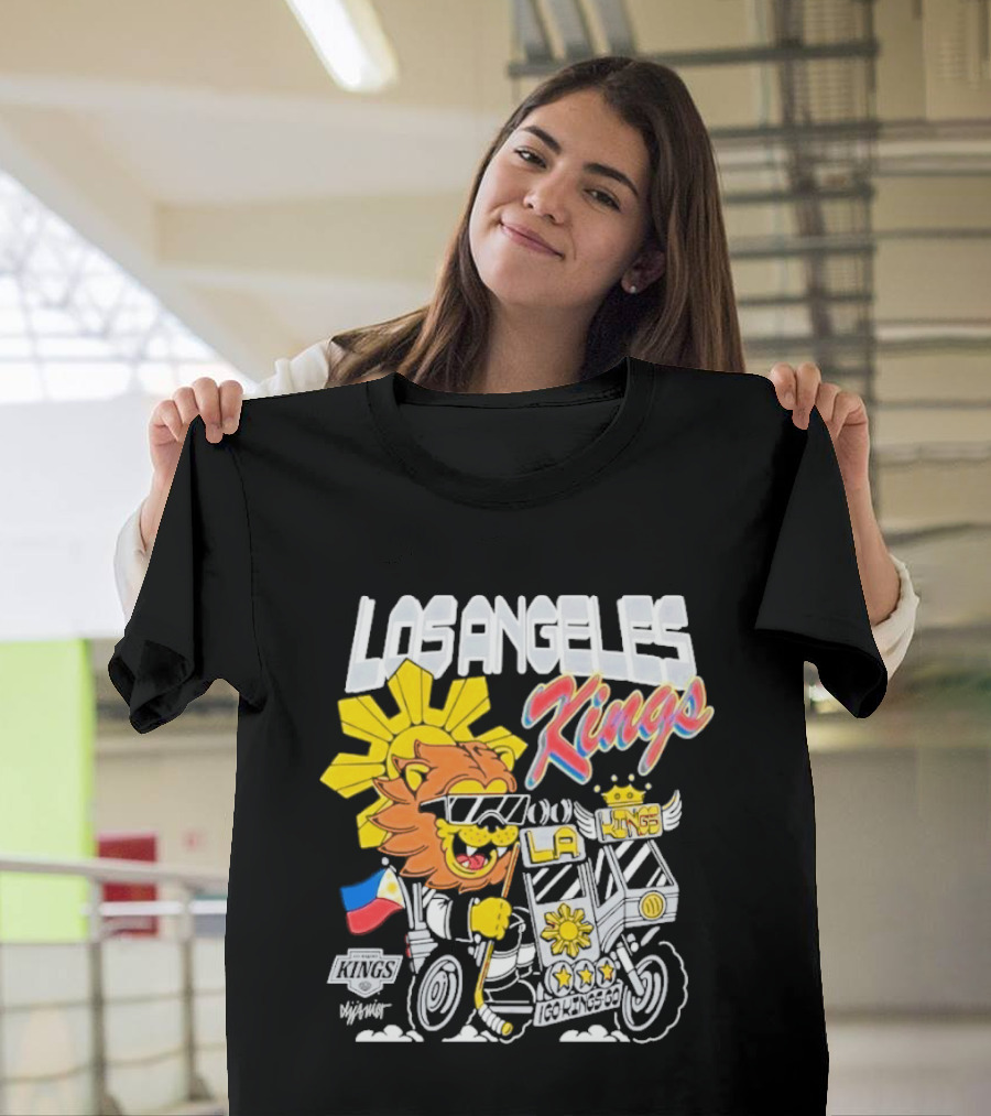 Los Angeles Kings Filipino Heritage Night LA Kings Sun Lion Flag Motorcycle T-Shirt