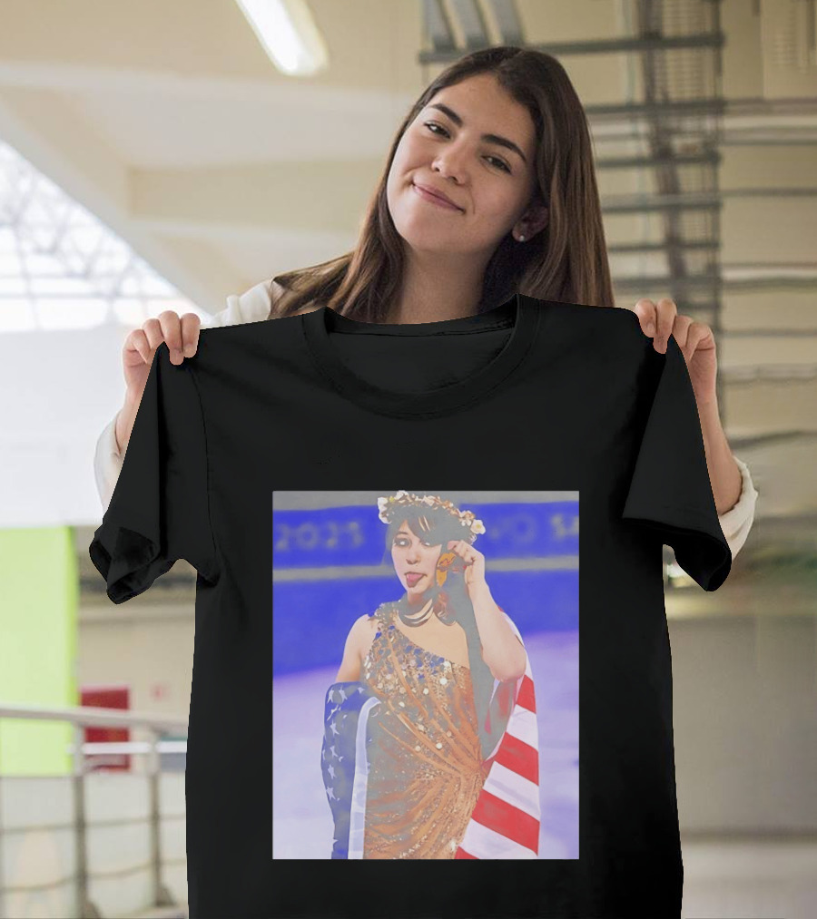 Alysa Liu Gold Medal USA Team Celebration With American Flag T-Shirt