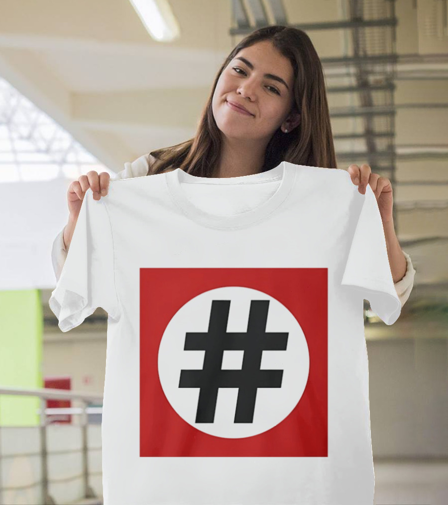 Hashtag Symbol Black On Red Square T-Shirt