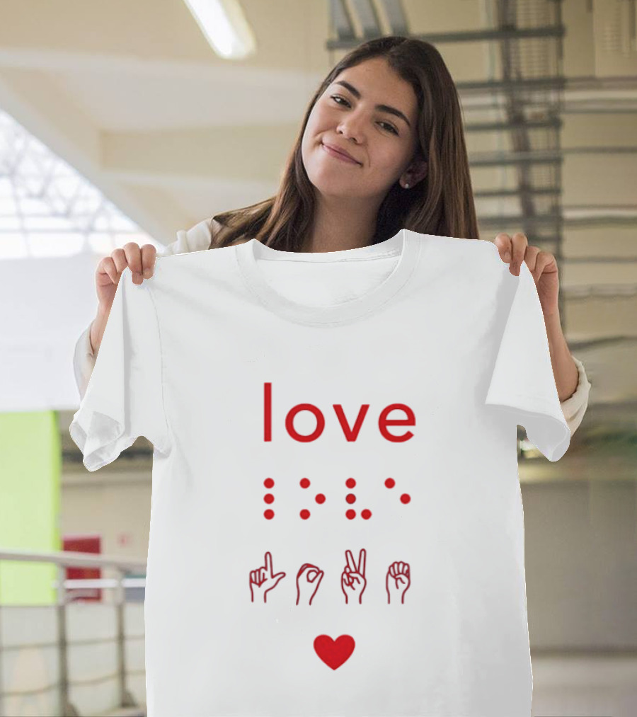 Love Braille Sign Language Heart T-Shirt