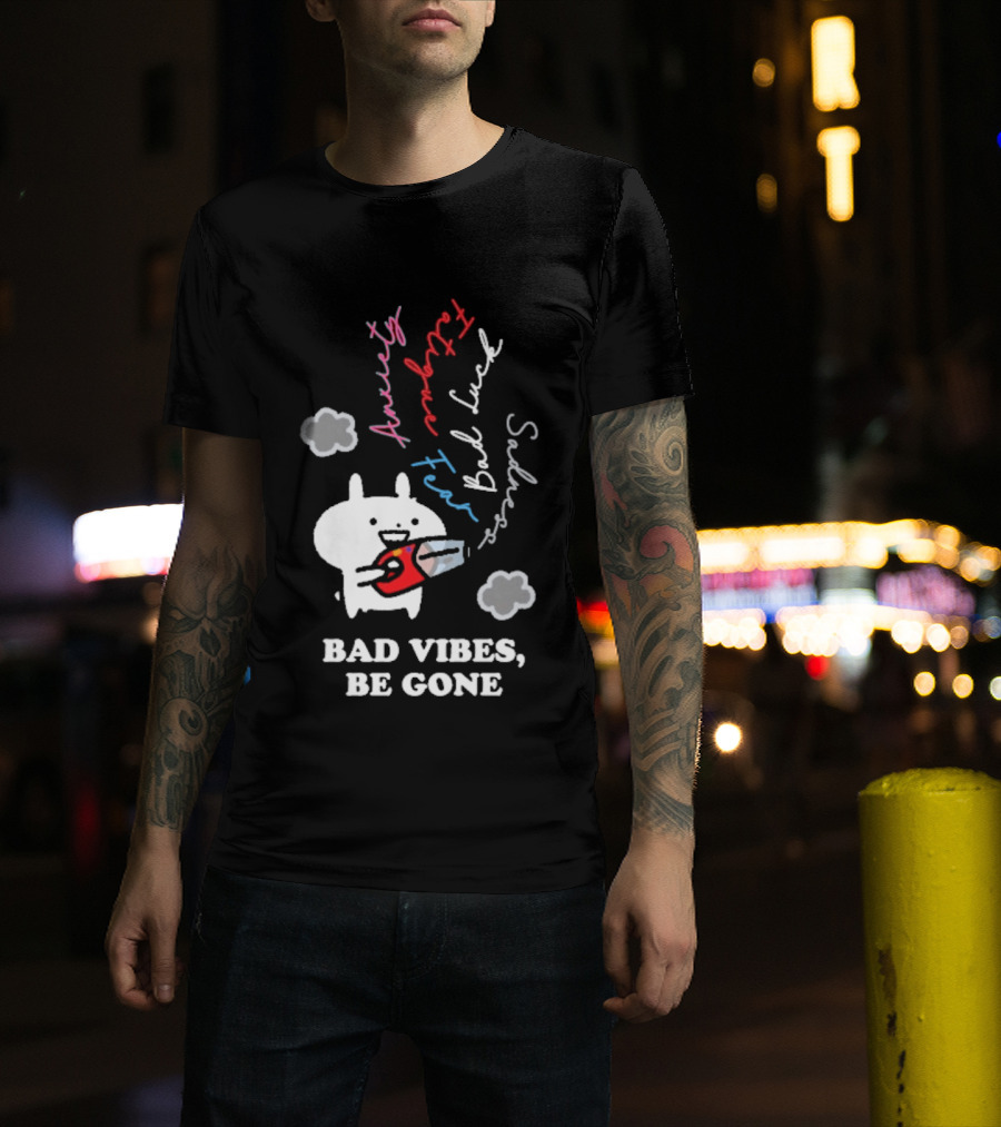 Usagyuuun Bad Vibes Be Gone Lucky Fast Silver Happiness T-Shirt