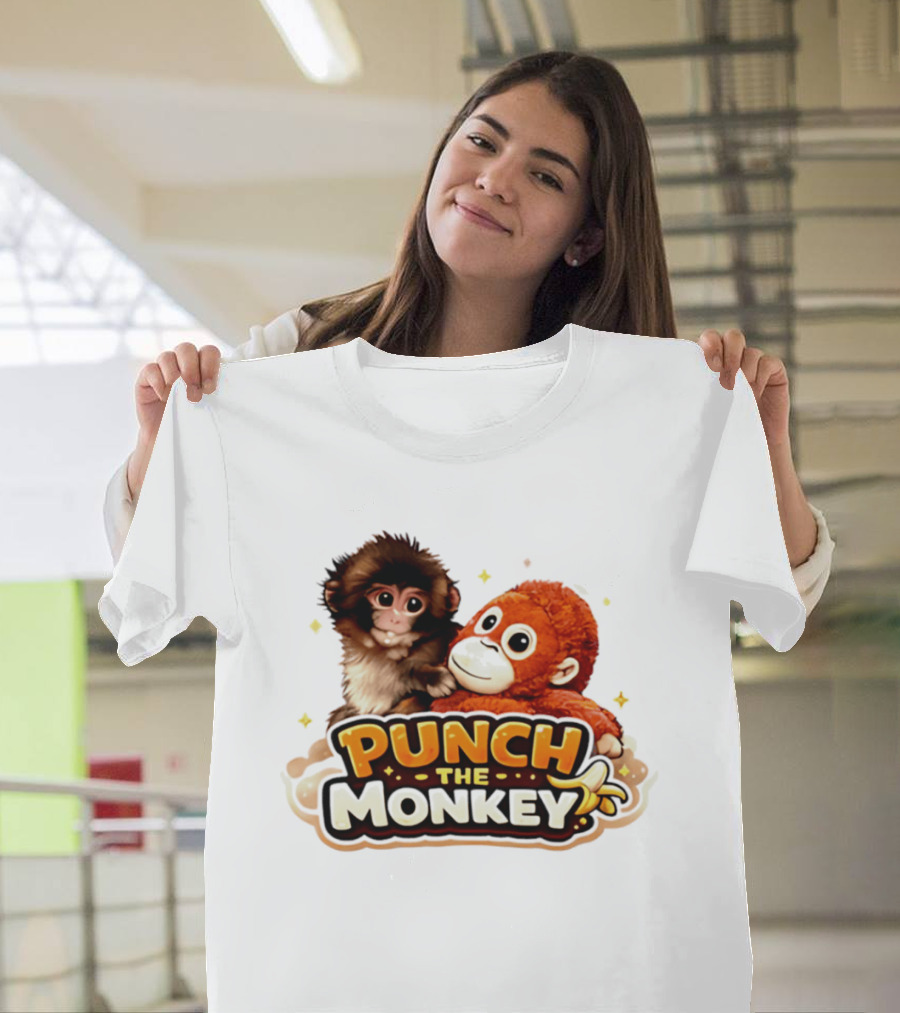 Punch The Monkey Cute Plush Cartoon T-Shirt