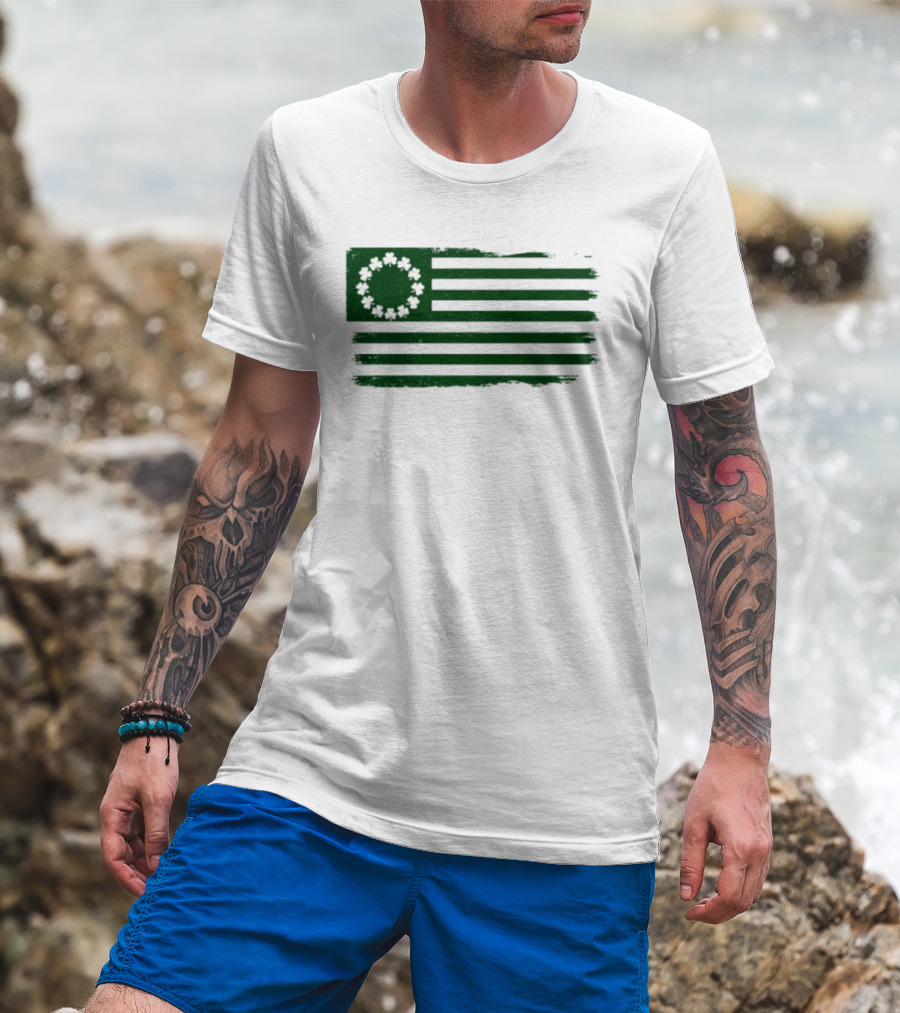 Betsy Ross Flag With Shamrock Circle Stars T-Shirt
