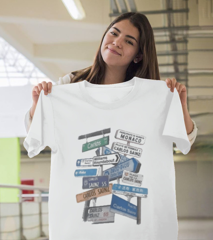Carlos Sainz Signs Circuit Racing Directions Formula 1 Pilgrimage T-Shirt