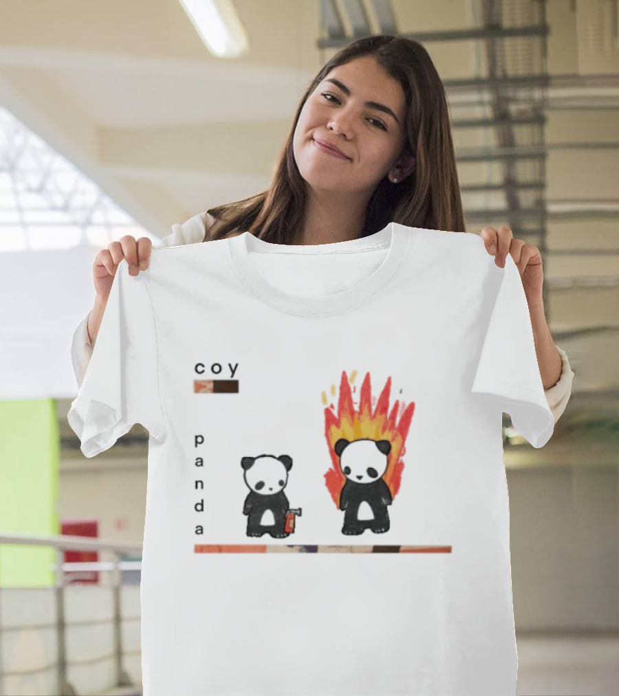 Coy Panda Fire And Calm Contrast T-Shirt