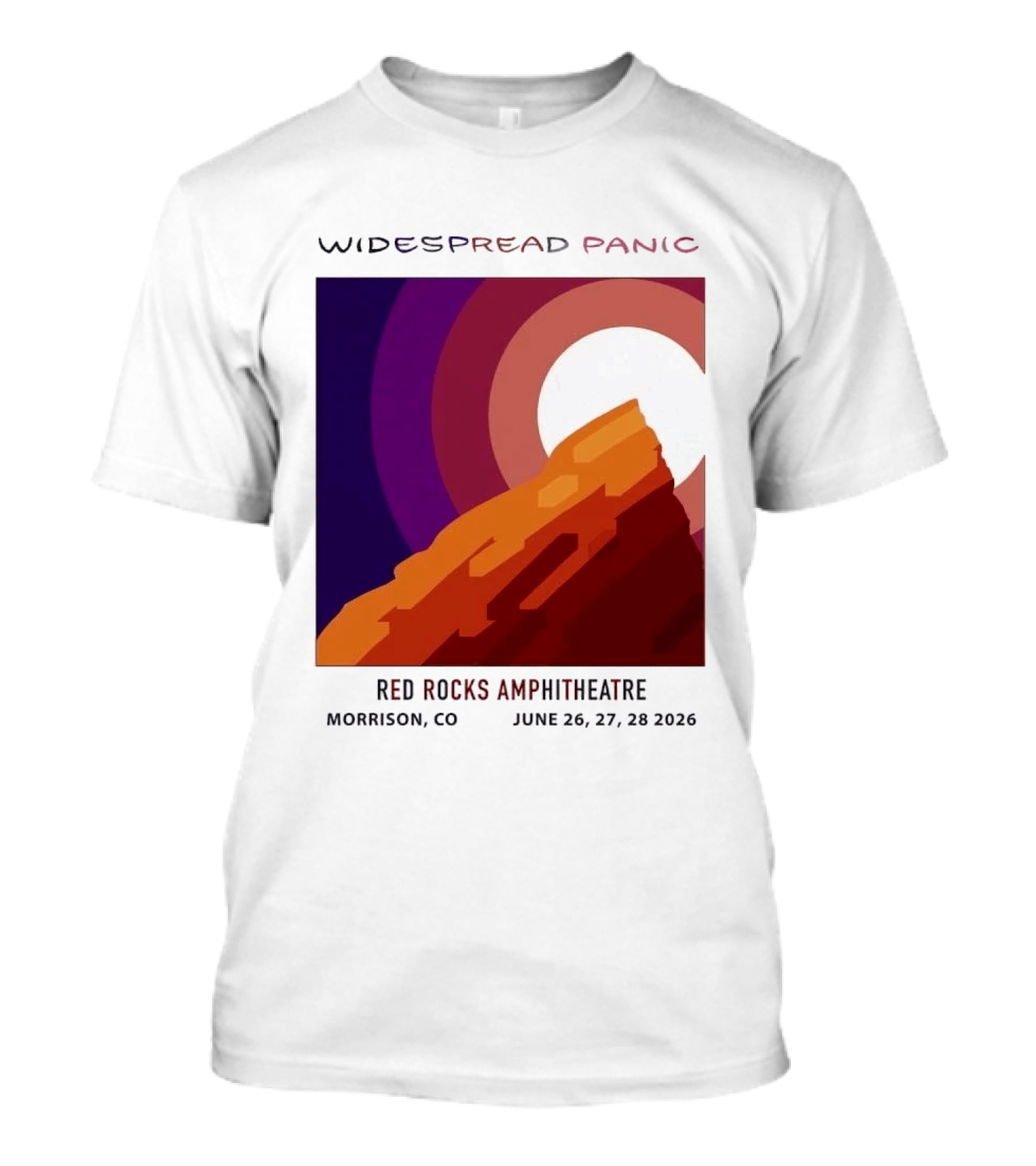Widespread Panic Red Rocks Amphitheatre Morrison CO June 26 27 28 2026 T-Shirt