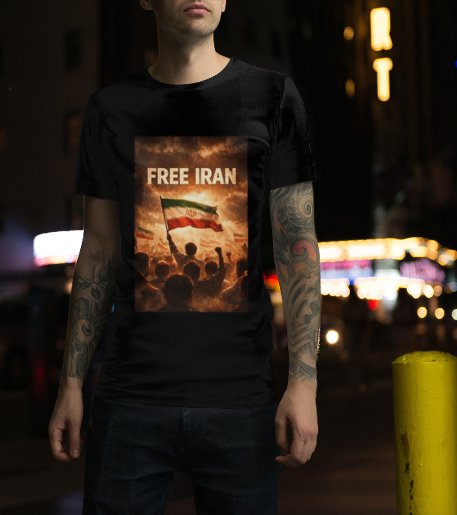 Free Iran Flag Protest With Crowd T-Shirt
