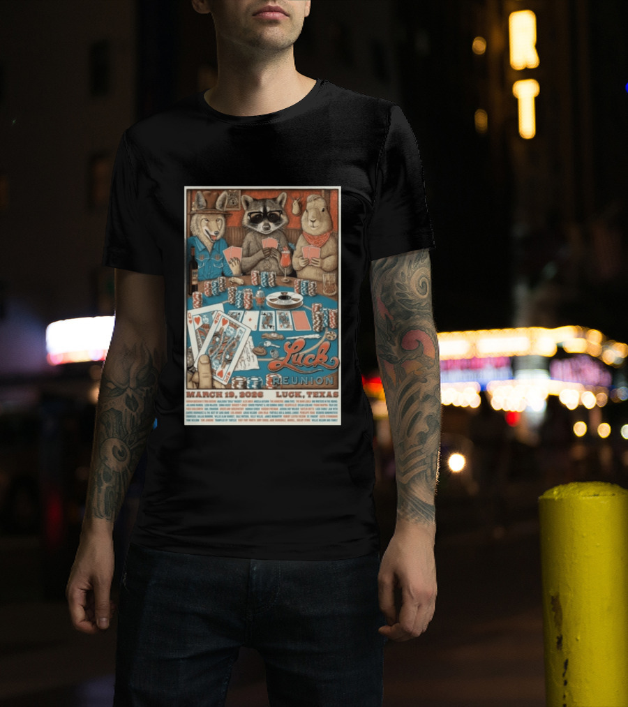Luck Reunion March 19 2026 Luck Texas Poker Animals T-Shirt