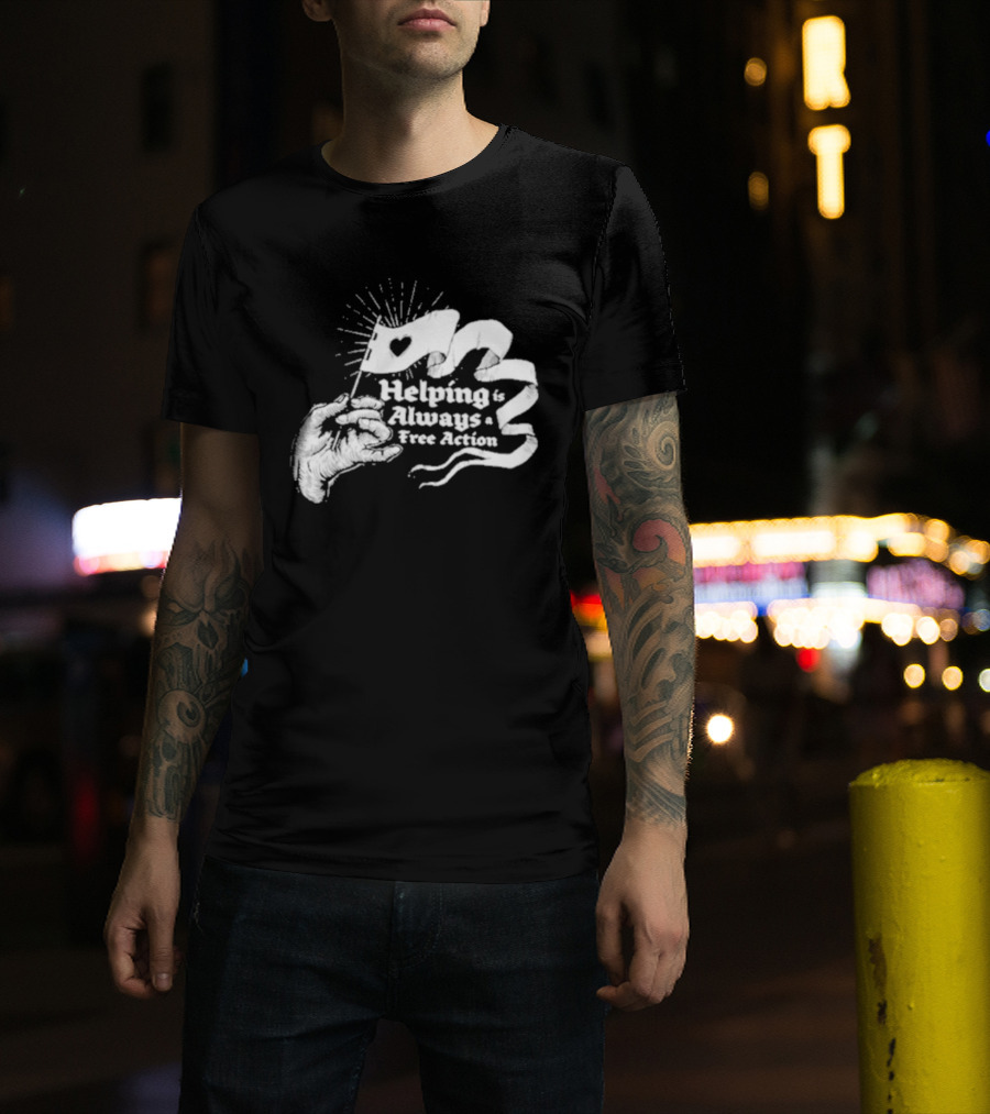 Mcelroy Helping Always Free Action Heart Banner Radiant T-Shirt