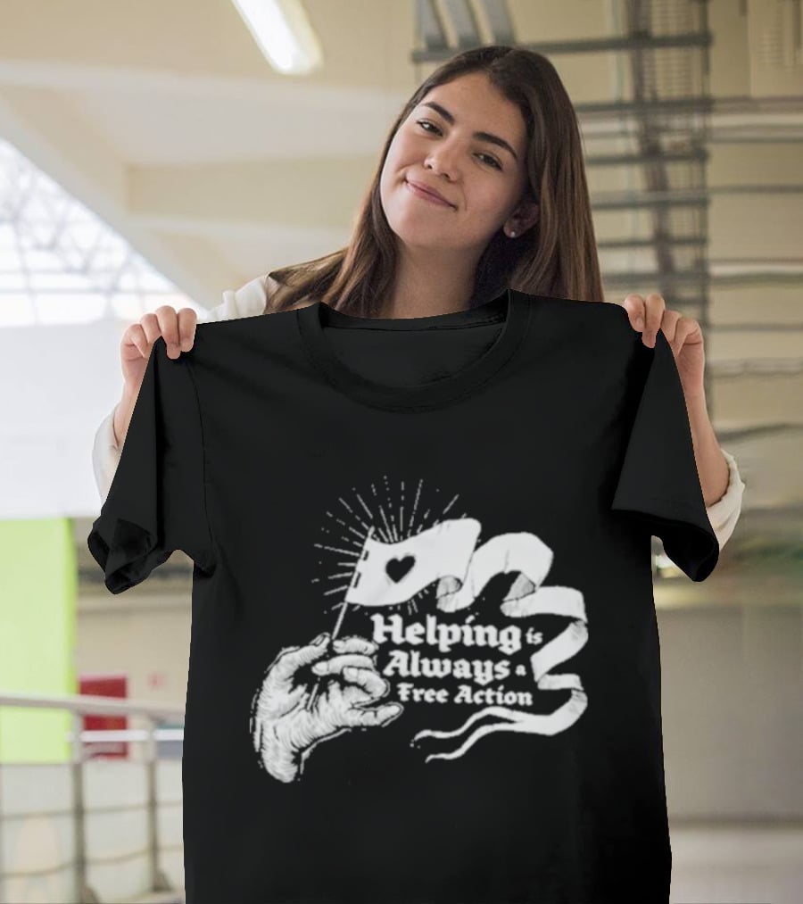 Mcelroy Helping Always Free Action Heart Banner Radiant T-Shirt
