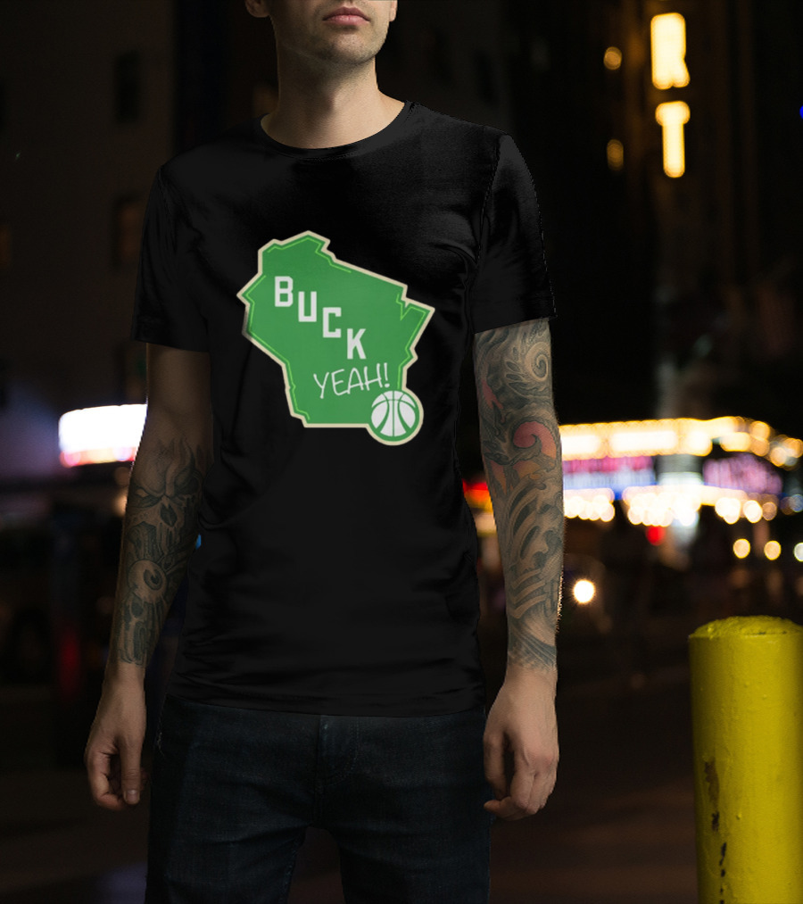Buck Yeah Milwaukee Basketball Green Map T-Shirt