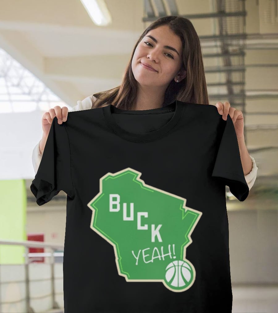 Buck Yeah Milwaukee Basketball Green Map T-Shirt
