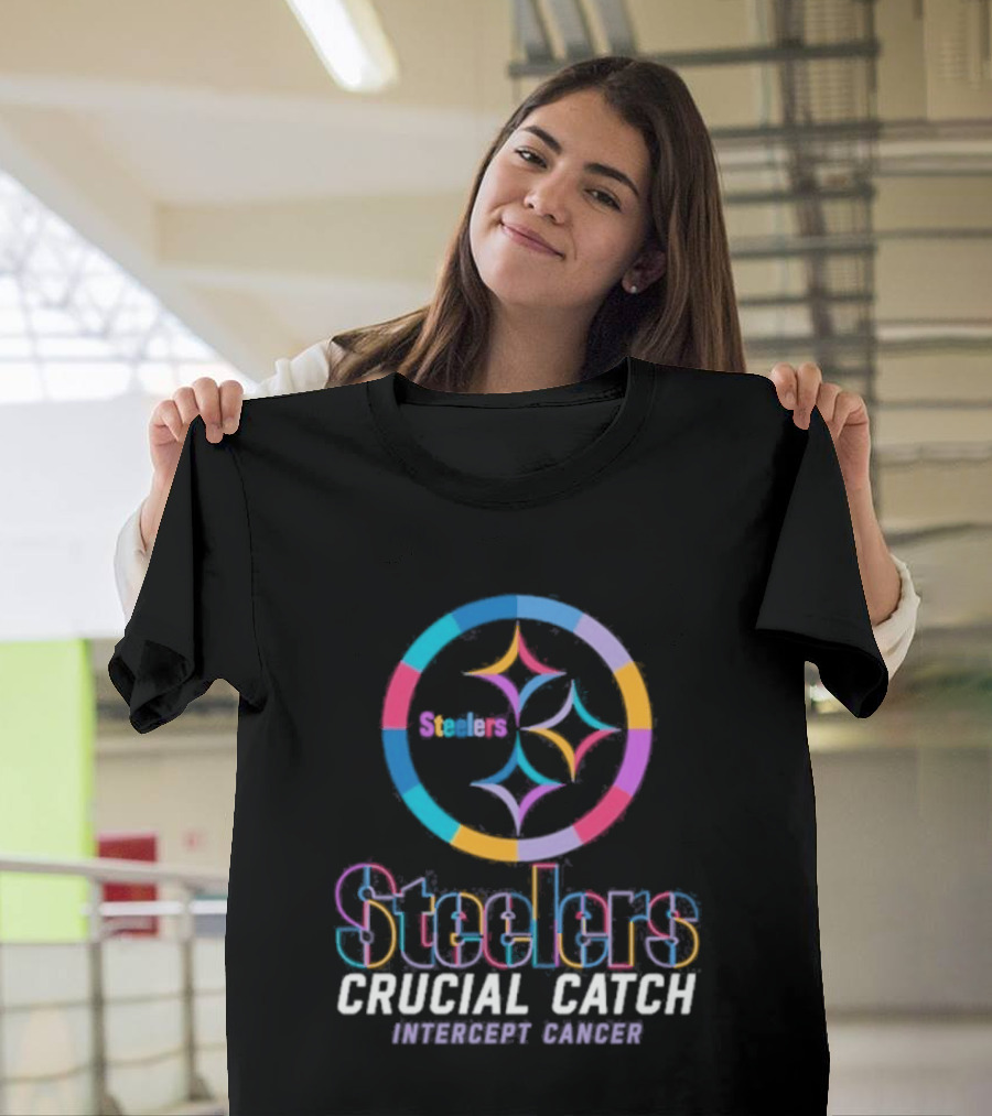 Pittsburgh Steelers Crucial Catch Intercept Cancer NFL Campaign T-Shirt