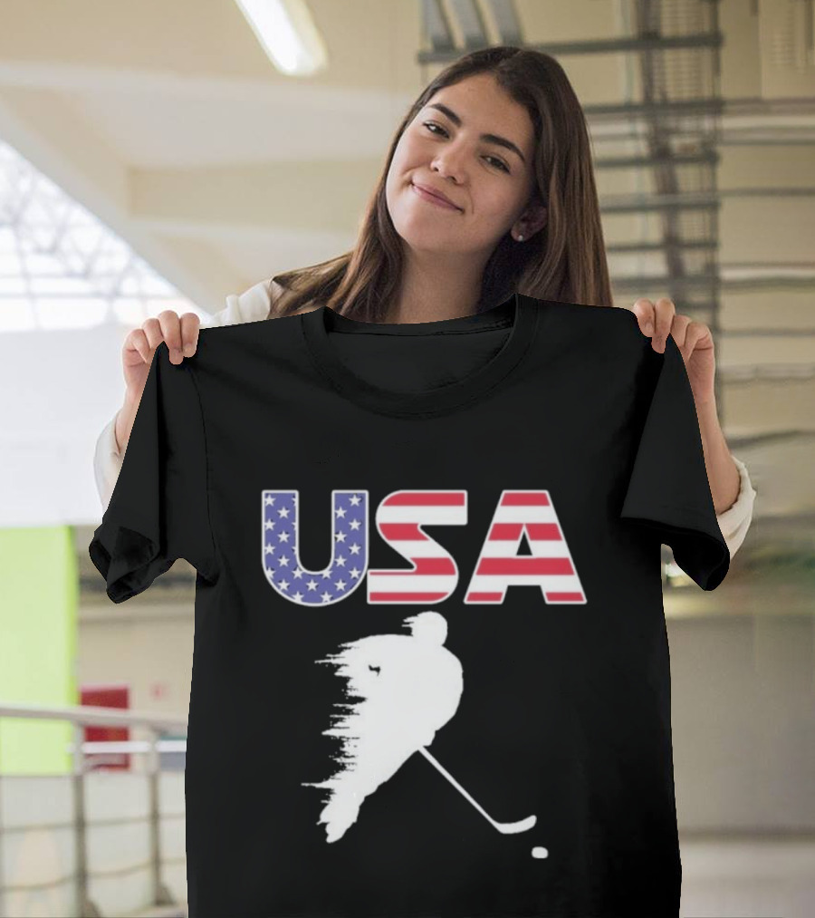 USA Stars And Stripes Ice Hockey Player T-Shirt