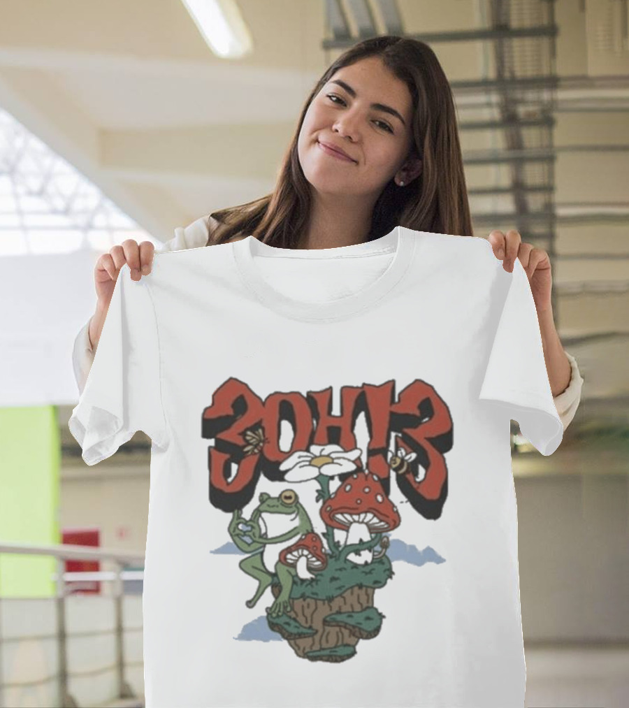 3Oh3 Mushroom Frog Fantasy With Bee And Flower T-Shirt