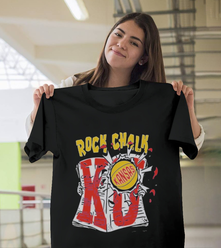 KU Rock Chalk Kansas Basketball Burst T-Shirt