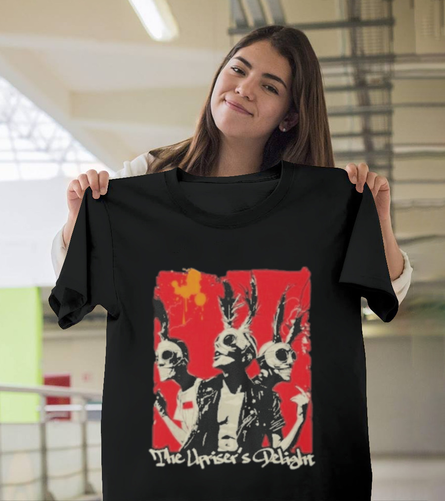 The Upriser's Delight Skull Trio Feathered Masks Red T-Shirt