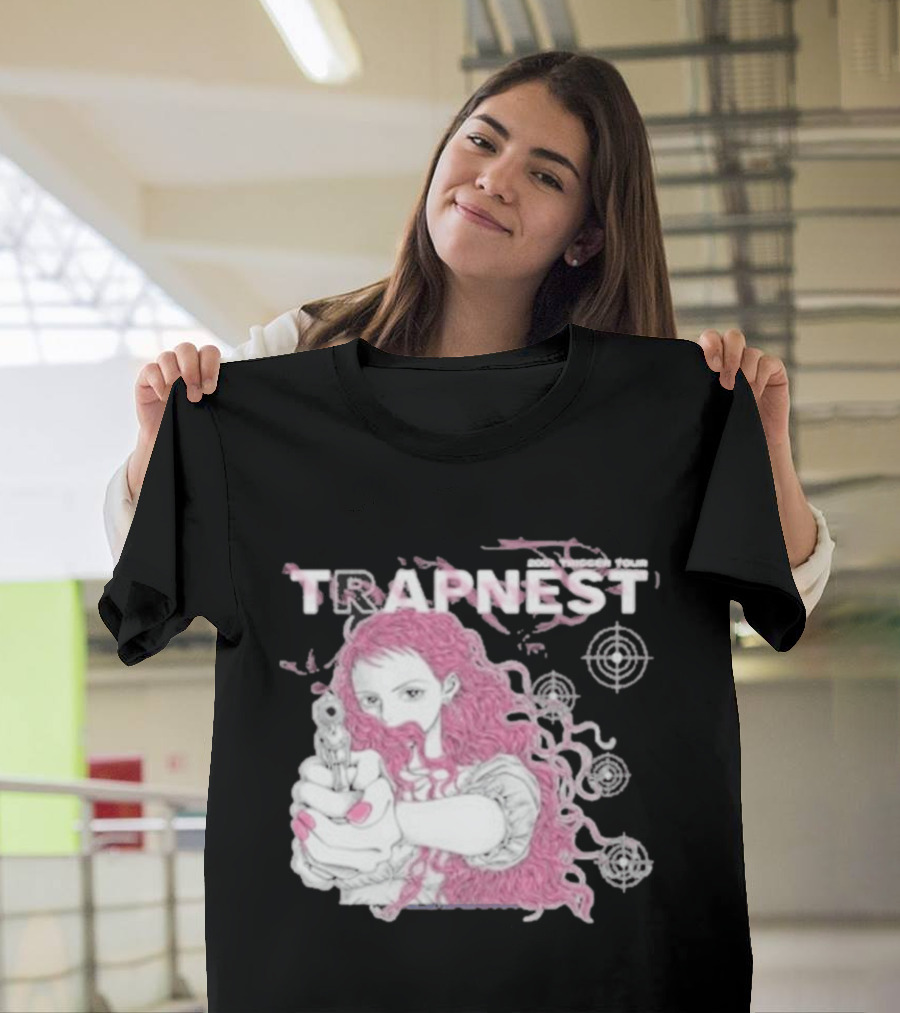 Trapnest Trigger Tour 2001 Anime Girl With Gun And Target T-Shirt