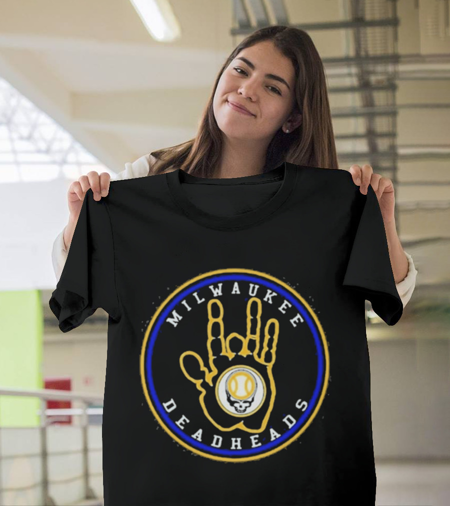 Milwaukee Deadheads Hand Symbol Baseball Skull T-Shirt