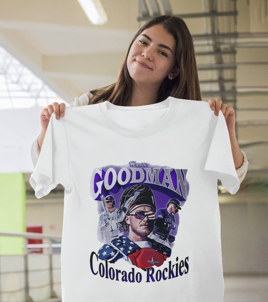 Hunter Goodman Colorado Rockies Catcher And Player Patriots 2026 T-Shirt
