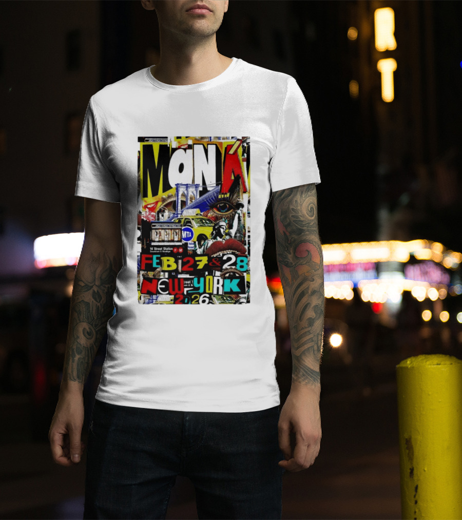 Maná New York City Concert February 27 28 2026 14th Street Station Statue Of Liberty MTA Taxi Brooklyn Bridge T-Shirt
