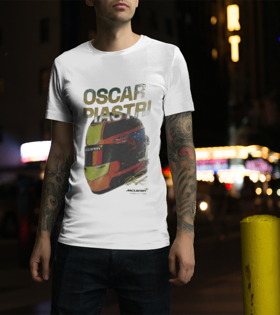 Oscar Piastri McLaren Helmet Design Racing Memorabilia T-Shirt