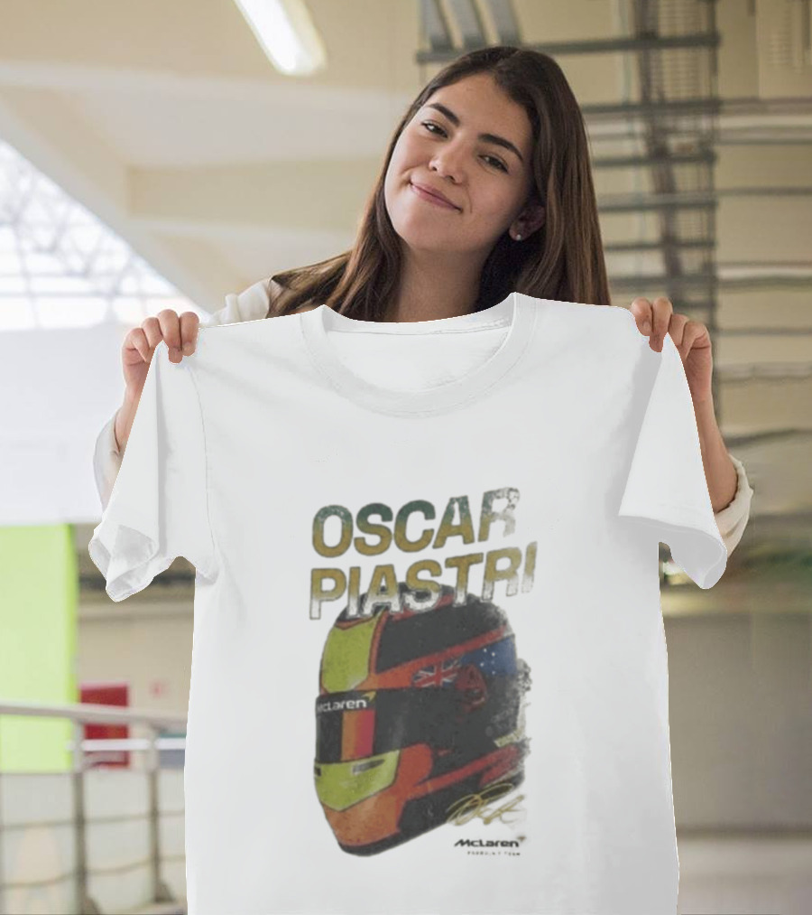 Oscar Piastri McLaren Helmet Design Racing Memorabilia T-Shirt