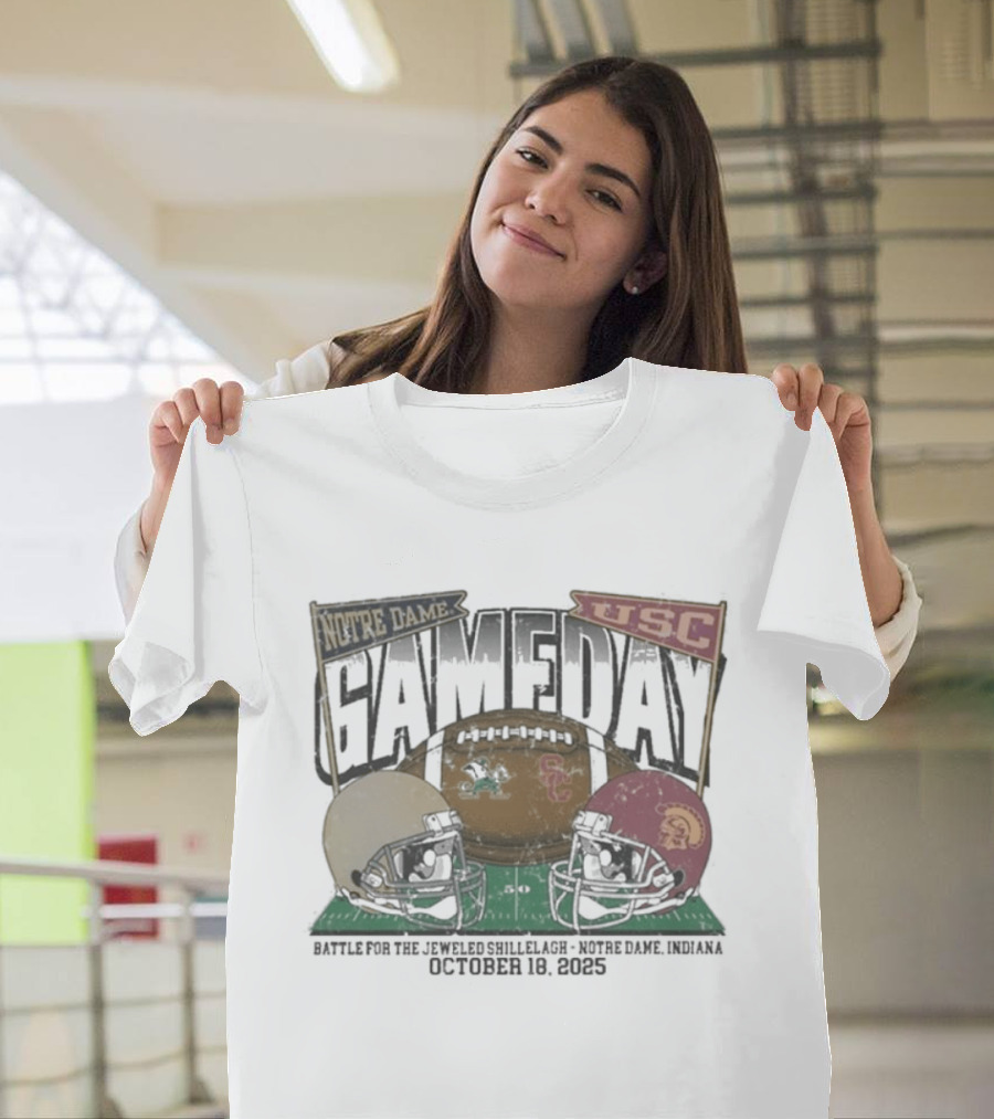Notre Dame Vs USC Gameday 2025 Jeweled Shillelagh October 18 Football Clash T-Shirt
