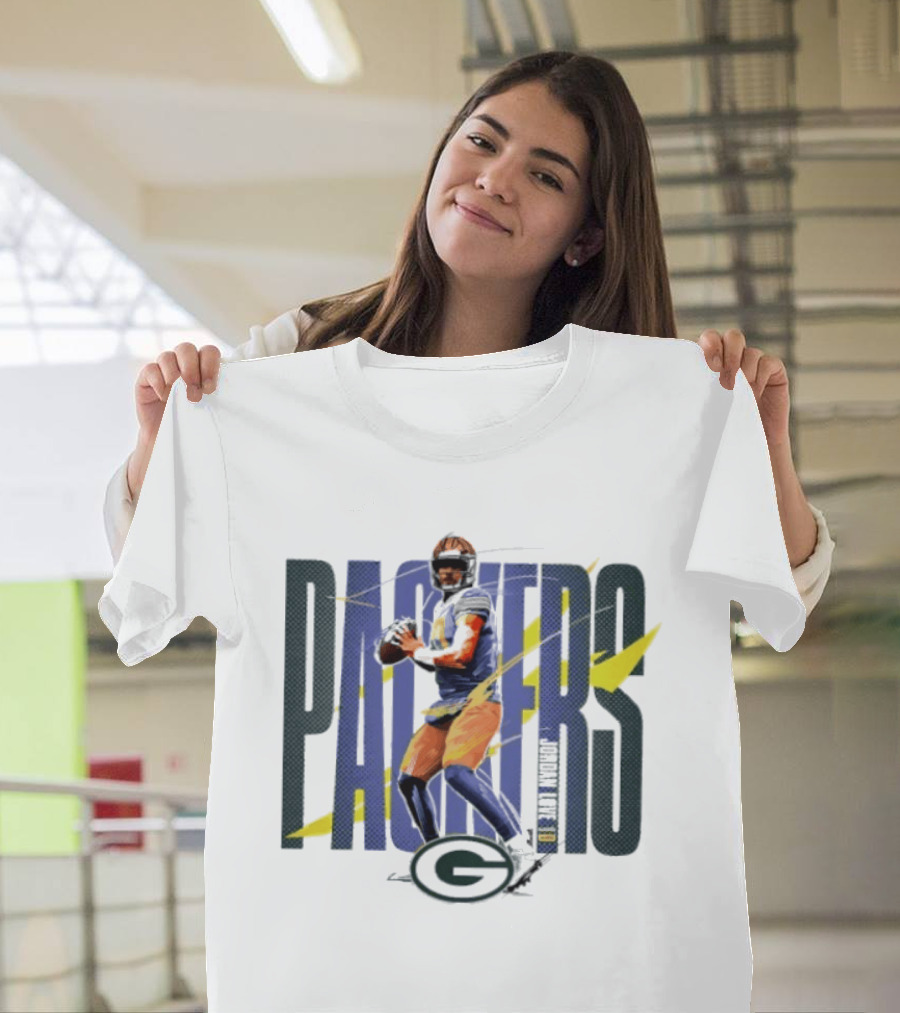 Packers Jordan Love Number 10 Green Bay Packers Player T-Shirt