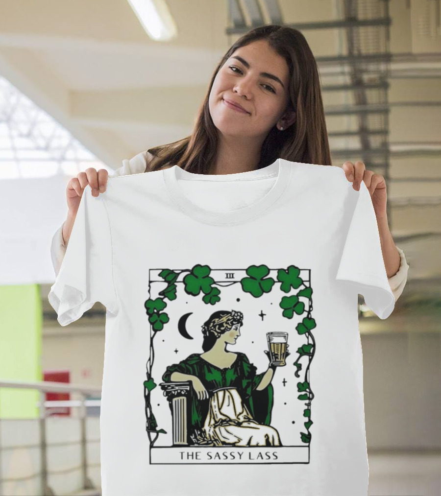 The Sassy Lass St Patrick's Day Tarot Card Clover Moon T-Shirt
