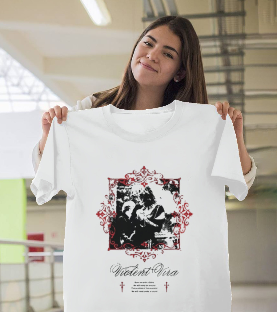 Violent Vira Ghostly Embrace In Ornate Frame T-Shirt