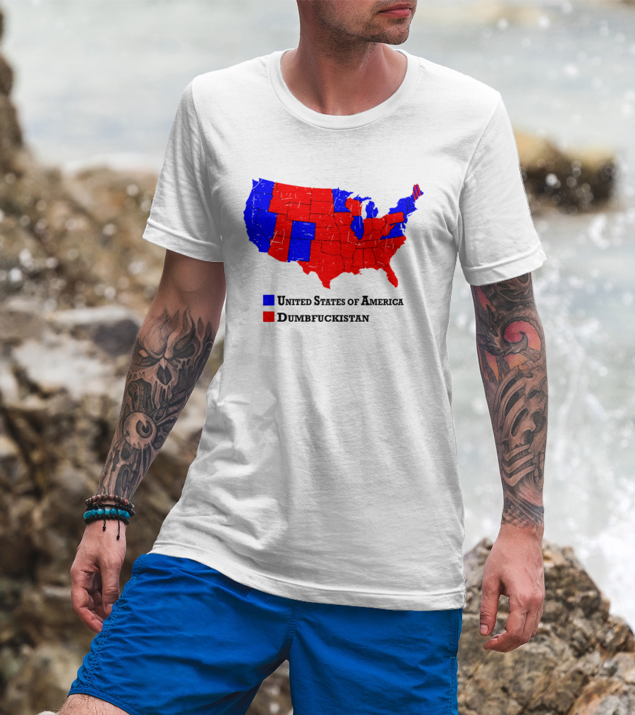 United States Of America Dumbfuckistan Map Red Blue States T-Shirt
