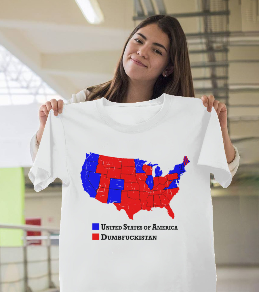 United States Of America Dumbfuckistan Map Red Blue States T-Shirt