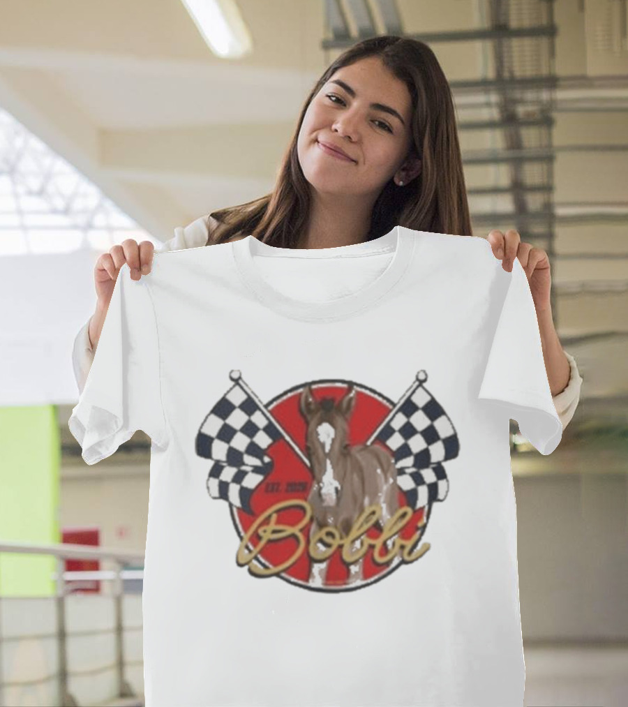Bobbi Established 2023 Checkered Flags Horse Racing T-Shirt