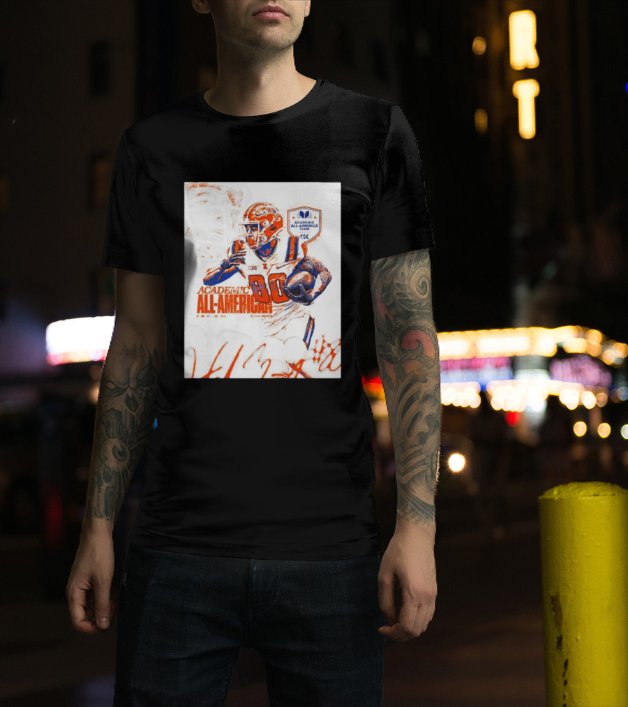 Academic All American Hank Beatty 80 Illinois Fighting Illini Football Team T-Shirt