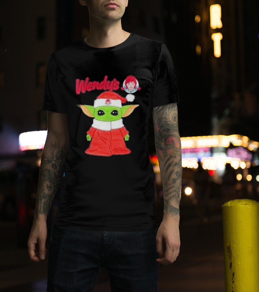 Wendy's Baby Yoda Santa Christmas T-Shirt