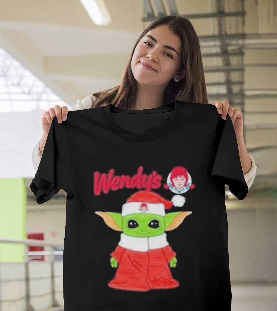 Wendy's Baby Yoda Santa Christmas T-Shirt
